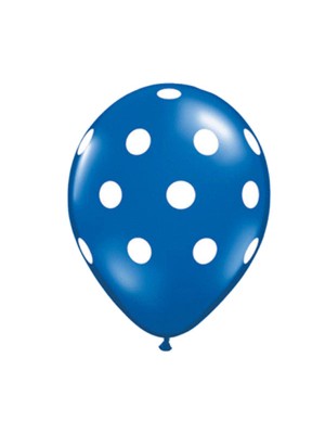 Balão Látex Bolinhas Brancas - Azul Médio